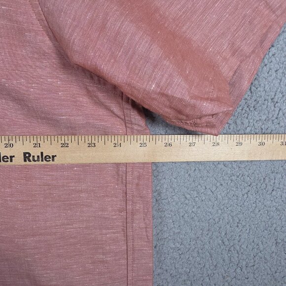 Uniqlo Shirt Mens SIze XL Dusty Pink Open Camp Collar Linen Blend Boxy Relaxed - Picture 6 of 10
